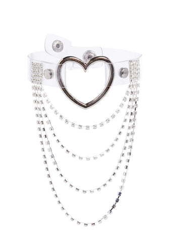 Rich In Love Rhinestone Heart Choker