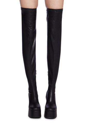 The Redemption Stretch Thigh High Boots