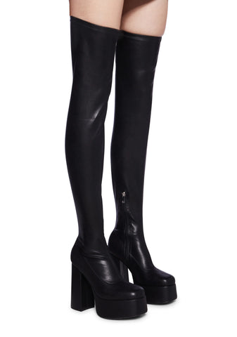 The Redemption Stretch Thigh High Boots