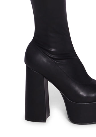 The Redemption Stretch Thigh High Boots