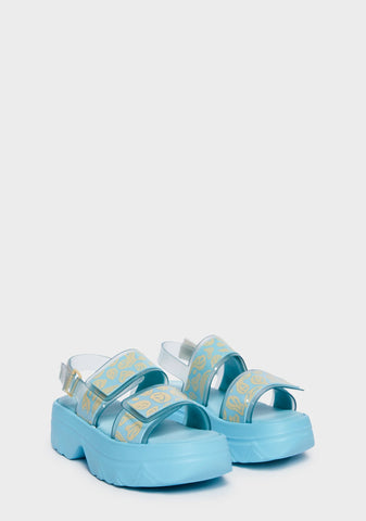 Blue Brave Platform Sandals