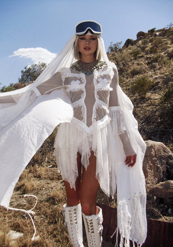 Saints & Sinners Fishnet Mini Dress - White