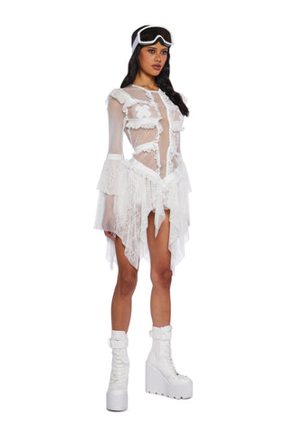 Saints & Sinners Fishnet Mini Dress - White