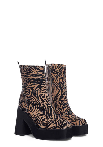 Natural Jupe Platform Ankle Boots