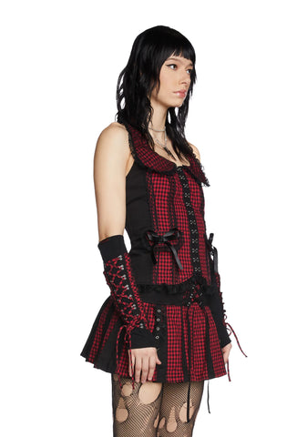 Red And Black Bo Peep Arm Warmers