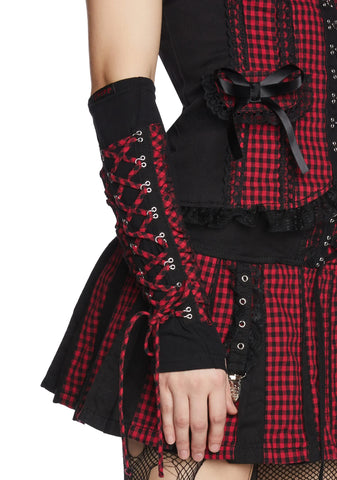 Red And Black Bo Peep Arm Warmers