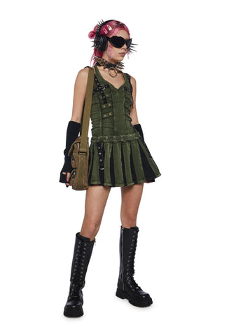 Peace Pleated Mini Dress