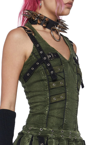 Peace Pleated Mini Dress