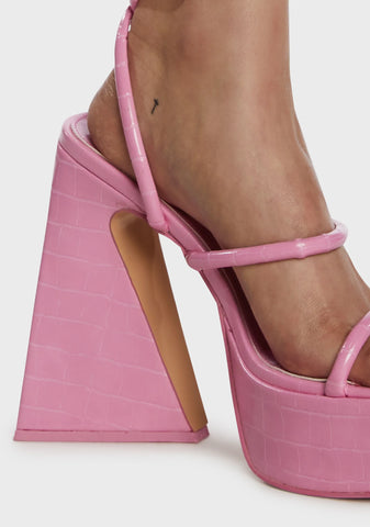 Pink Pierce Block Heels