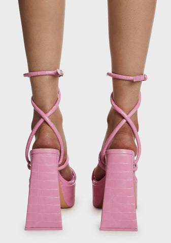 Pink Pierce Block Heels