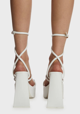 White Pierce Block Heels