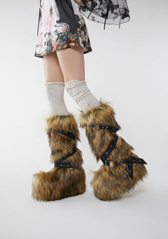Wild Instincts Faux Fur Boots - Brown