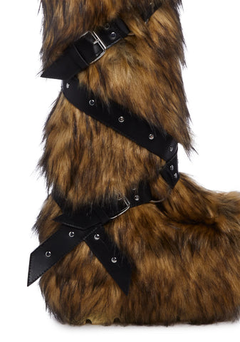 Wild Instincts Faux Fur Boots - Brown