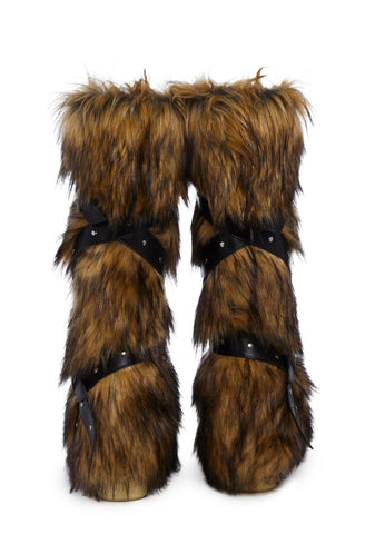 Wild Instincts Faux Fur Boots - Brown
