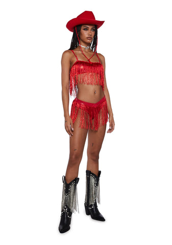 Rave Rodeo Cowgirl Costume - Red