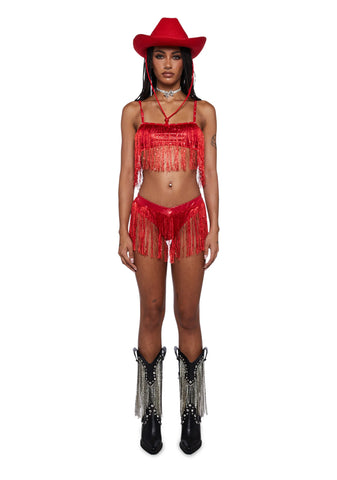 Rave Rodeo Cowgirl Costume - Red