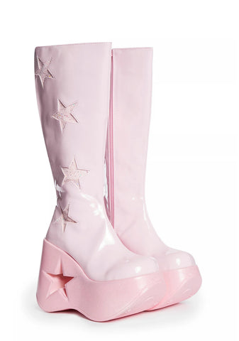 Pink Dynamite-218 Knee High Boots