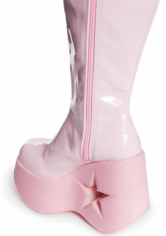 Pink Dynamite-218 Knee High Boots