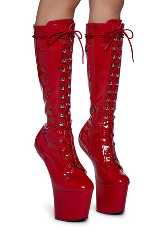 Craze-2023 Heelless Boots - Red