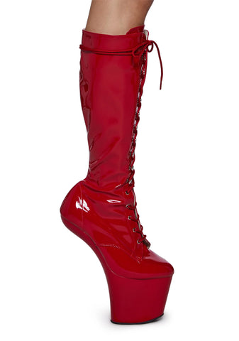 Craze-2023 Heelless Boots - Red