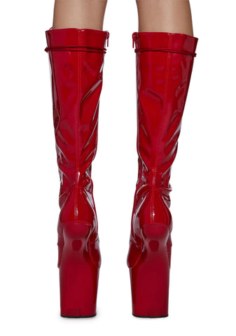 Craze-2023 Heelless Boots - Red