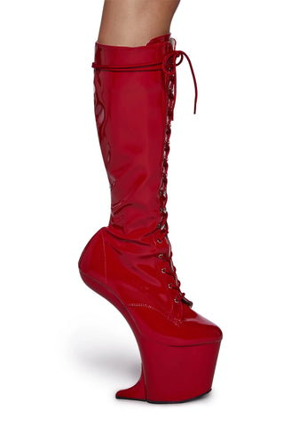 Craze-2023 Heelless Boots - Red