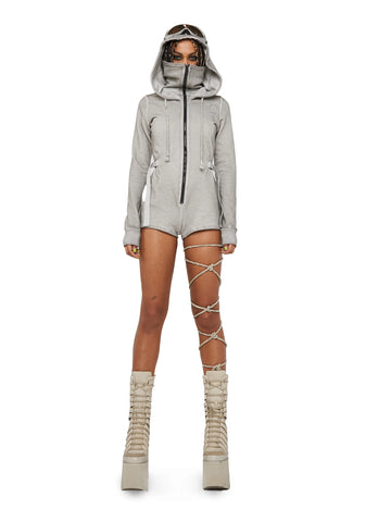 Compression Zip-Up Hoodie Romper