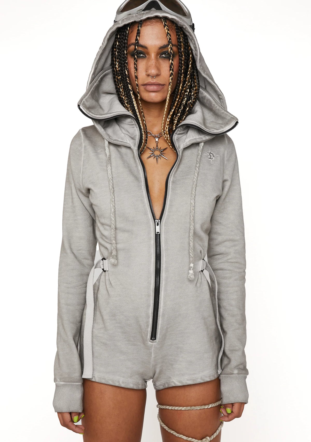 Compression Zip-Up Hoodie Romper