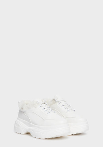White Chunky Platform Sneakers