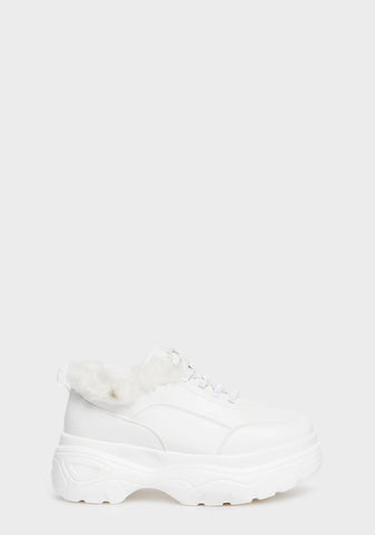 White Chunky Platform Sneakers