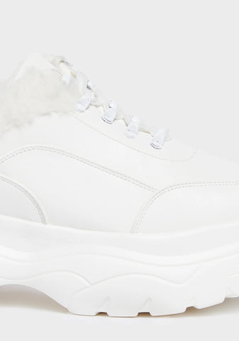 White Chunky Platform Sneakers