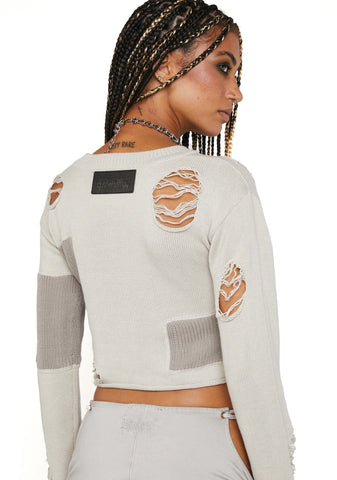 Compression Distressed Patchwork Sweater