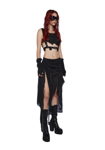 Compression Rope Lace-Up Midi Skirt