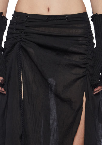 Compression Rope Lace-Up Midi Skirt