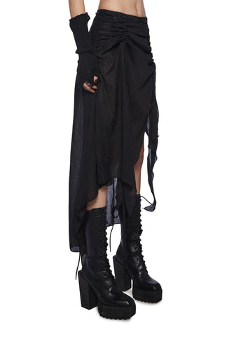 Compression Rope Lace-Up Midi Skirt