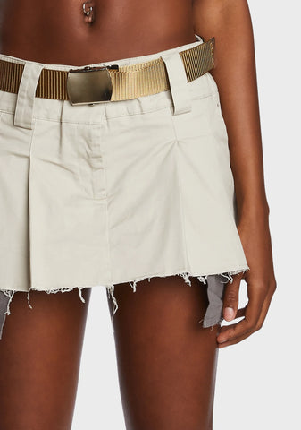 Khaki Viral Attitude Pleated Mini Skirt