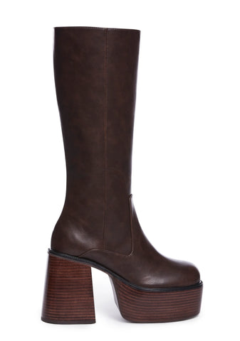 Vintage Soul Knee High Boots - Chocolate