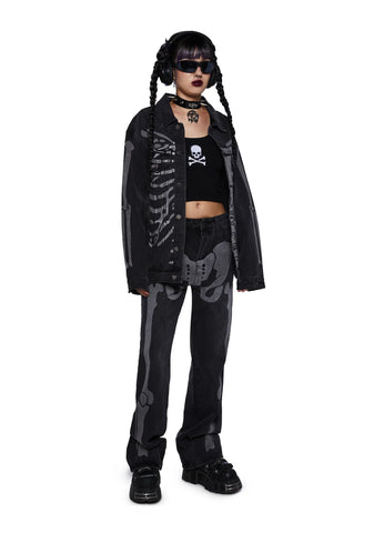 Don't Panic Skeleton Denim Jacket