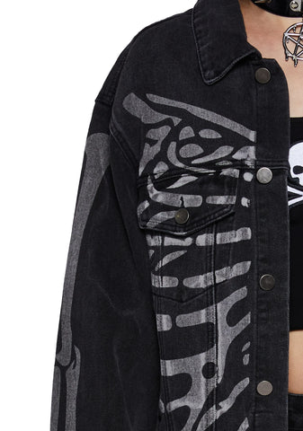 Don't Panic Skeleton Denim Jacket