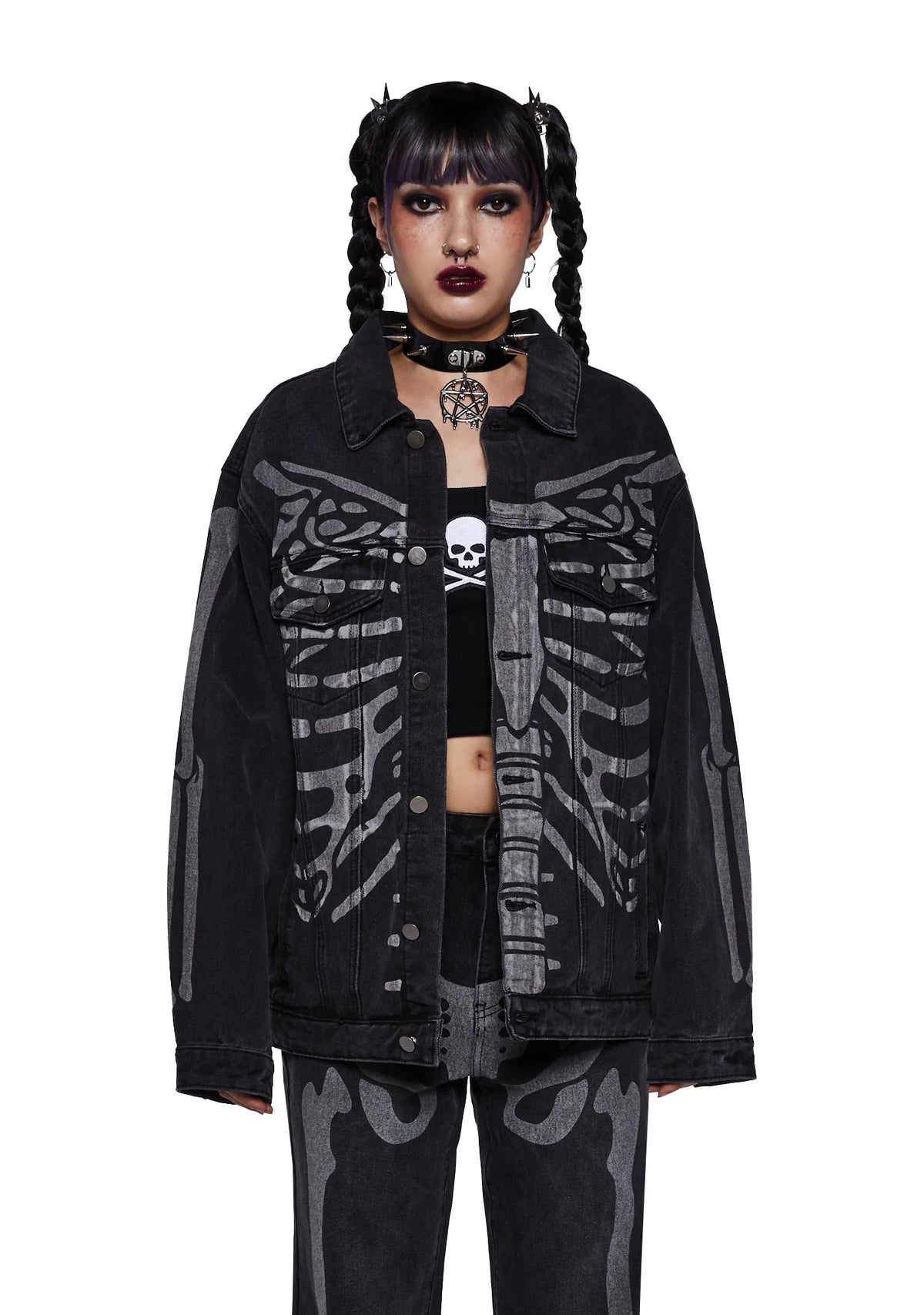 Don't Panic Skeleton Denim Jacket