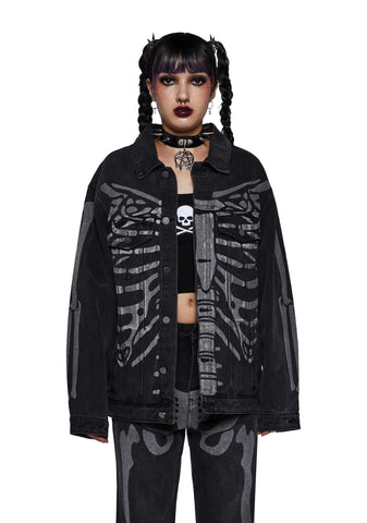 Don't Panic Skeleton Denim Jacket