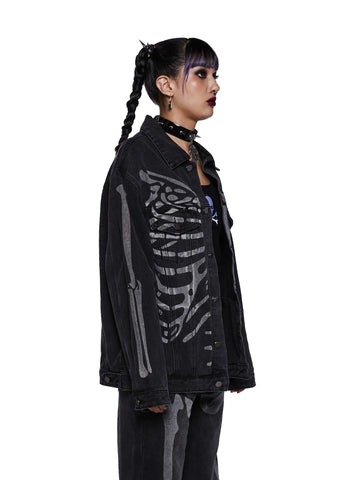 Don't Panic Skeleton Denim Jacket
