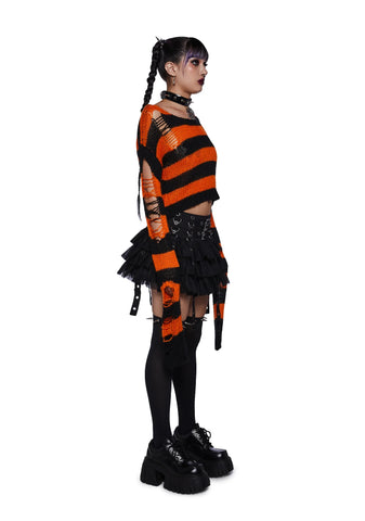 Night Of Fright Distressed Sweater