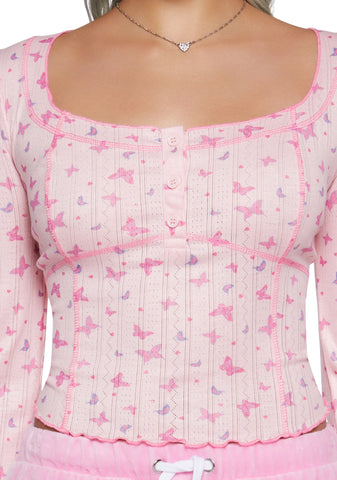 She's A Legacy Pointelle Long Sleeve Top