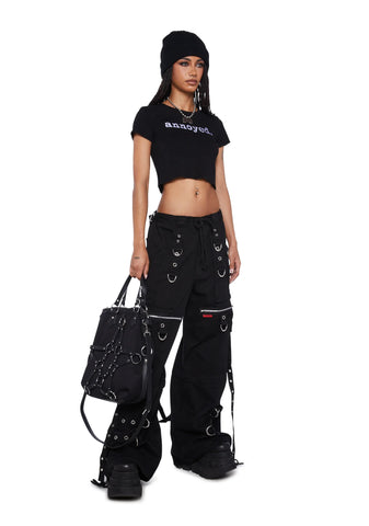 X-Strap Zip Off Pants-Black