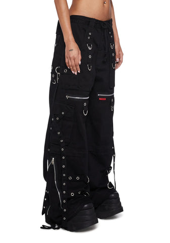 X-Strap Zip Off Pants-Black