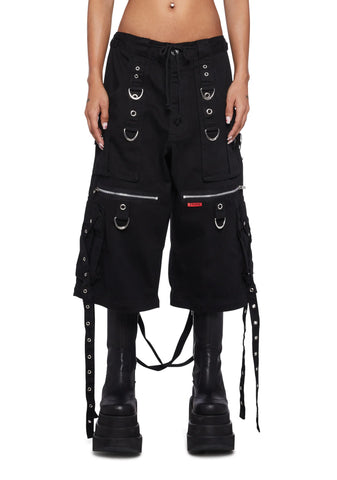 X-Strap Zip Off Pants-Black