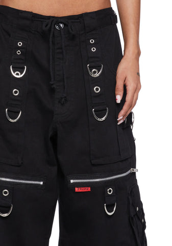 X-Strap Zip Off Pants-Black