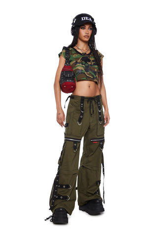 X-Strap Zip Off Pants- Green