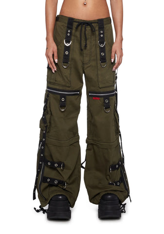 X-Strap Zip Off Pants- Green